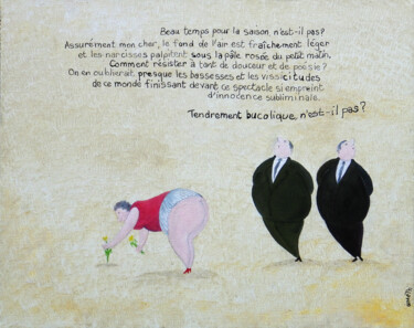 Schilderij getiteld "Rosée du matin, cha…" door Bruno Aimetti, Origineel Kunstwerk, Olie Gemonteerd op Frame voor houten bra…