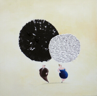 제목이 "Oui chérie"인 미술작품 Bruno Aimetti로, 원작, 기름 나무 들것 프레임에 장착됨