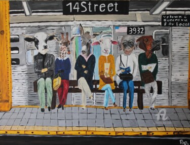 Painting titled "14 STREET" by Bruno Barbier, Original Artwork, Acrylic
