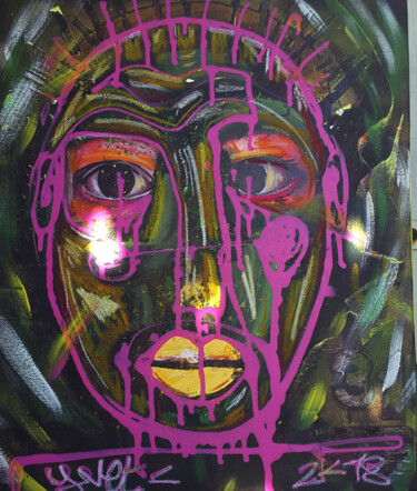 Painting titled "Face" by Bruno Bourdeau, Original Artwork, Acrylic