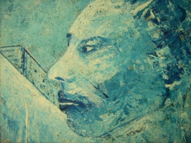 绘画 标题为“Autoportrait bleu” 由Bruno Briatte, 原创艺术品, 油