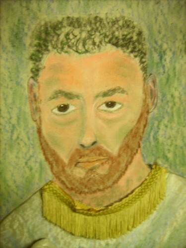 Painting titled "Autoportrait frisé" by Bruno Briatte, Original Artwork, Oil