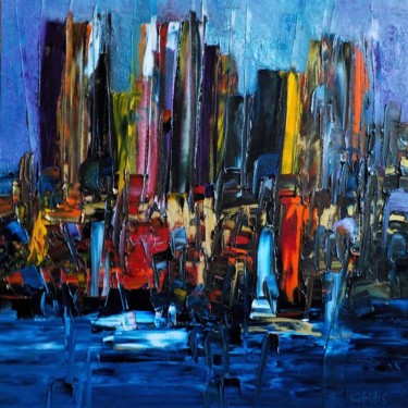 Peinture intitulée "NEW-YORK CITY" par Bruno Cantais, Œuvre d'art originale, Huile