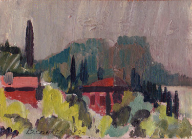 Pittura intitolato "Rocca del Garda" da Bruno Carcereri, Opera d'arte originale, Olio