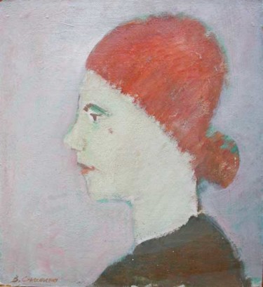 Pittura intitolato "Profilo testa rossa" da Bruno Carcereri, Opera d'arte originale, Olio