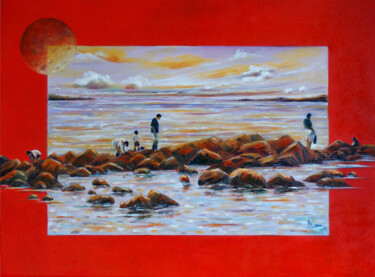 Pintura titulada "L'heure rouge" por Bruno Chevalier-Costard, Obra de arte original, Oleo