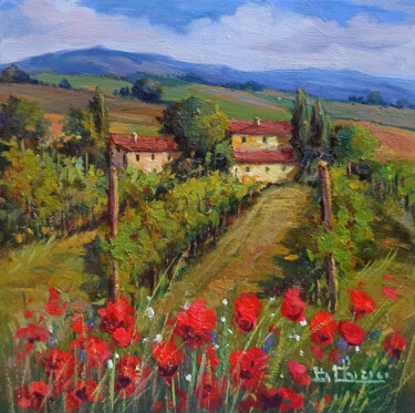 Painting titled "IN THE MIDDLE OF VI…" by Bruno Chirici, Original Artwork, Oil Mounted on Wood Stretcher frame