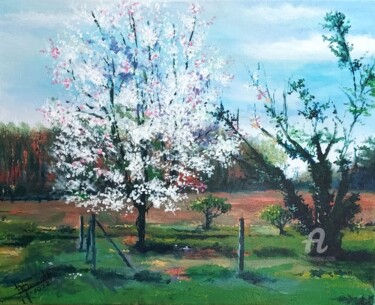 Painting titled "printemps 3" by Bruno Devault, Original Artwork, Acrylic