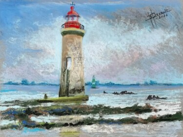 Peinture intitulée "phare St Nazaire" par Bruno Devault, Œuvre d'art originale, Pastel