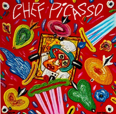 Estampas & grabados titulada "Chef Picasso" por Bruno Donzelli, Obra de arte original, Serigrafía