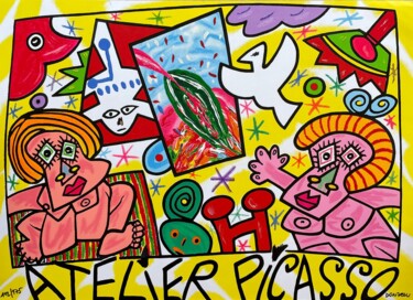 Gravures & estampes intitulée "Atelier Picasso" par Bruno Donzelli, Œuvre d'art originale, Sérigraphie