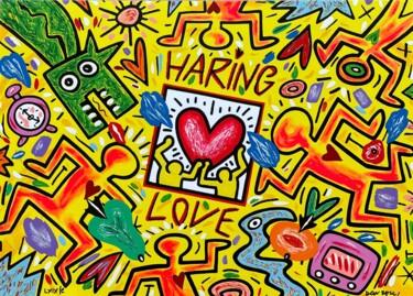 Отпечатки и Гравюры под названием "Haring Love" - Bruno Donzelli, Подлинное произведение искусства, Шелкография