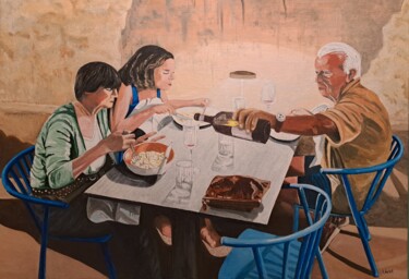 "Le dîner" başlıklı Tablo Bruno Ducrot tarafından, Orijinal sanat, Petrol Ahşap Sedye çerçevesi üzerine monte edilmiş