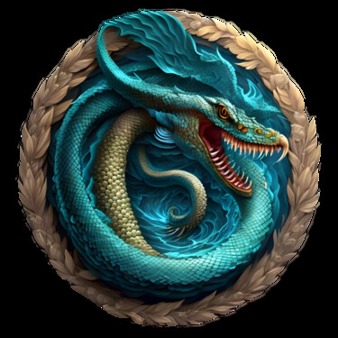 Digitale Kunst mit dem Titel "Sea Serpent  01" von Bruno Dujardin, Original-Kunstwerk, KI-generiertes Bild