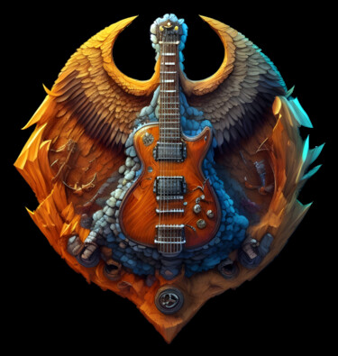 Digital Arts titled "Guitar Hero 01" by Bruno Dujardin, Original Artwork, AI generated image