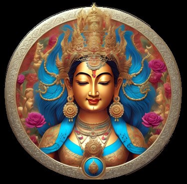 Цифровое искусство под названием "Tibetan Goddess Tar…" - Bruno Dujardin, Подлинное произведение искусства, Изображение, сге…