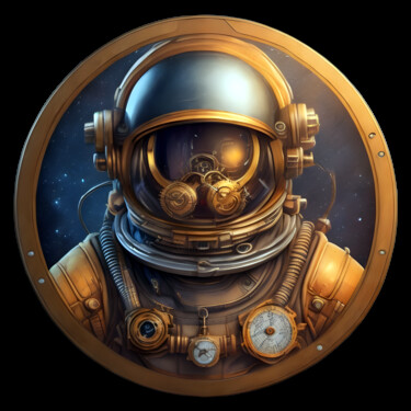 Arts numériques intitulée "Astronaut steampunk…" par Bruno Dujardin, Œuvre d'art originale, Image générée par l'IA