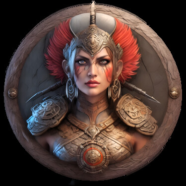 Digital Arts titled "Warrior Maiden 01" by Bruno Dujardin, Original Artwork, AI generated image