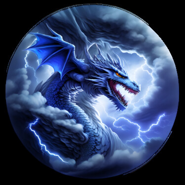 Digital Arts titled "Lightning Dragon 01" by Bruno Dujardin, Original Artwork, AI generated image