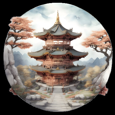 Digital Arts titled "Buddhist Temple 04" by Bruno Dujardin, Original Artwork, AI generated image
