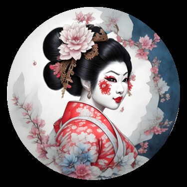 Arts numériques intitulée "Geisha 04" par Bruno Dujardin, Œuvre d'art originale, Image générée par l'IA