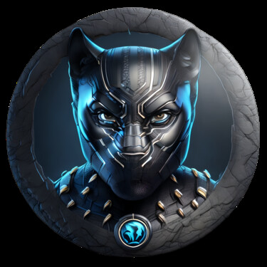 Digital Arts titled "Black Panther 02" by Bruno Dujardin, Original Artwork, AI generated image