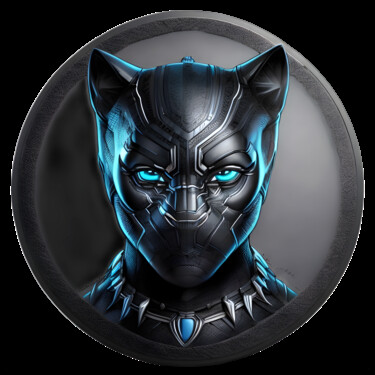 Arte digital titulada "Black Panther 01" por Bruno Dujardin, Obra de arte original, Imagen generada por IA