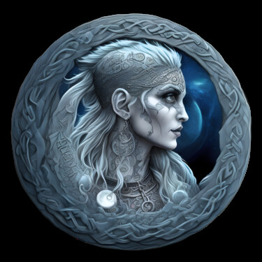Arts numériques intitulée "Celtic Goddess Moon…" par Bruno Dujardin, Œuvre d'art originale, Image générée par l'IA