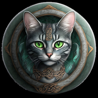 Arts numériques intitulée "Celtic Cat Pixie T…" par Bruno Dujardin, Œuvre d'art originale, Image générée par l'IA
