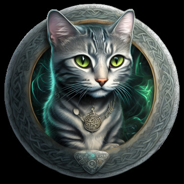 Arts numériques intitulée "Celtic Cat Pixie T…" par Bruno Dujardin, Œuvre d'art originale, Image générée par l'IA