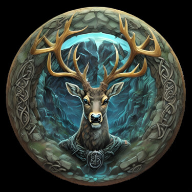 Digitale Kunst mit dem Titel "Celtic Deer Pixie T…" von Bruno Dujardin, Original-Kunstwerk, KI-generiertes Bild