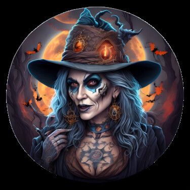 Digital Arts titled "Halloween Witch T 02" by Bruno Dujardin, Original Artwork, AI generated image