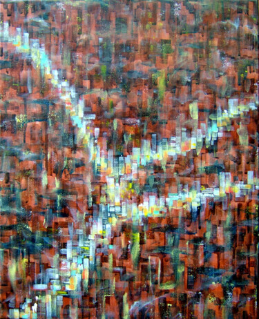 Painting titled "electric city" by Bruno Dumont, Original Artwork, Acrylic