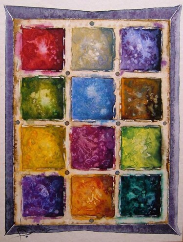 Peinture intitulée "boîte à pigment 4" par Bruno Dumont, Œuvre d'art originale, Huile