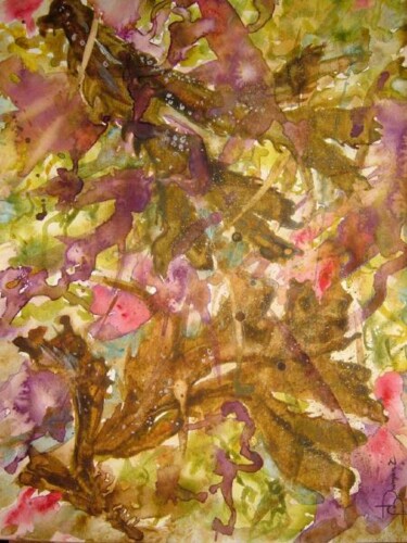 Painting titled "algues d'une mare 3" by Bruno Dumont, Original Artwork, Oil