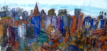 Painting titled "manhattan new-york 6" by Bruno Dumont, Original Artwork