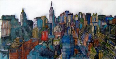 Painting titled "manhattan new-york 7" by Bruno Dumont, Original Artwork, Oil