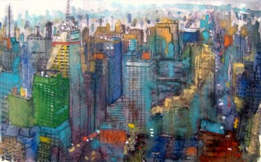 Painting titled "new-york 3" by Bruno Dumont, Original Artwork, Oil