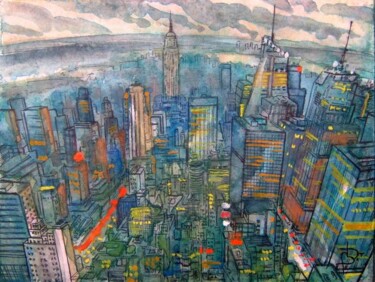 Malerei mit dem Titel "new-york 17 empire…" von Bruno Dumont, Original-Kunstwerk, Öl