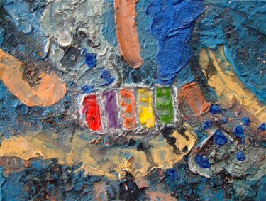 Картина под названием "blue abstraction 5" - Bruno Dumont, Подлинное произведение искусства, Масло