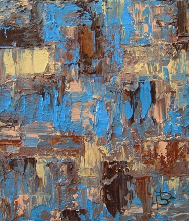 Pintura intitulada "mur bleu 2" por Bruno Dumont, Obras de arte originais, Óleo