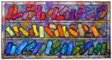 Peinture intitulée "boîte à pastels 3" par Bruno Dumont, Œuvre d'art originale, Huile