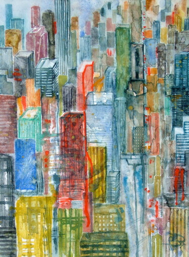 Painting titled "NEW YORK MIDTOWN" by Bruno Dumont, Original Artwork