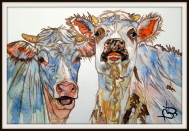 Painting titled "2 VACHES" by Bruno Dumont, Original Artwork