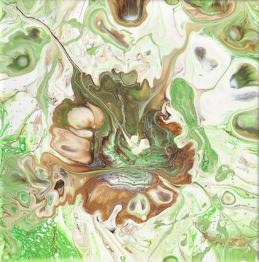 Картина под названием "Greenfluid" - Bruno Abstract Art, Подлинное произведение искусства, Акрил