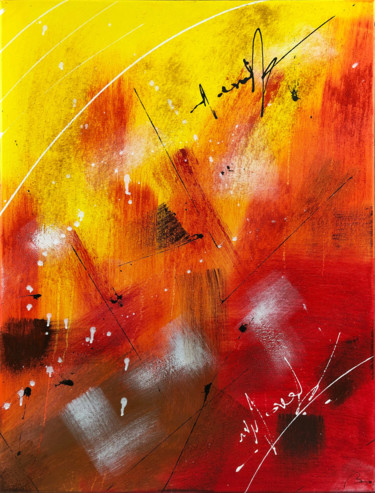 Schilderij getiteld "Volcano" door Bruno Abstract Art, Origineel Kunstwerk, Acryl