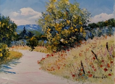 Peinture intitulée "Chemin d'été" par Bruno Gauclain, Œuvre d'art originale, Huile