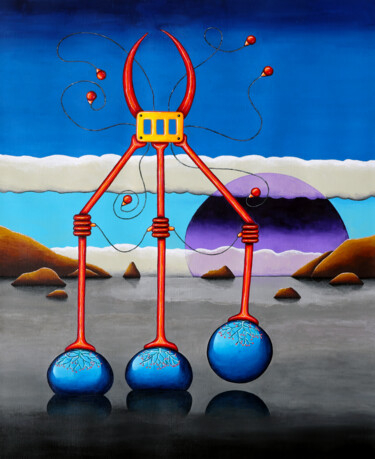 Pintura intitulada "Planet AB2098" por Bruno Gouyet, Obras de arte originais, Acrílico