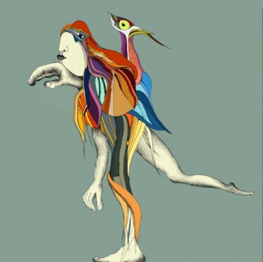 Arte digitale intitolato "L'homme à la gazelle" da Bruno Kattnig, Opera d'arte originale, Lavoro digitale 2D