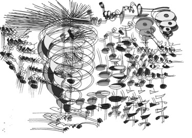 Desenho intitulada "ecriture rythmique" por Bruno Keip, Obras de arte originais
